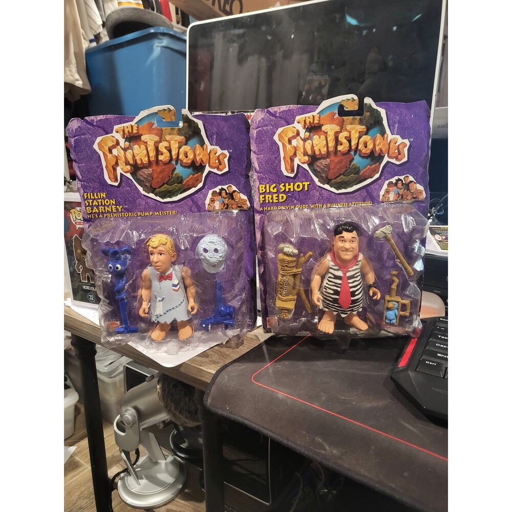 1993 Mattel The Flintstones Big Shot Fred & Fillin' Station Barney New Figures